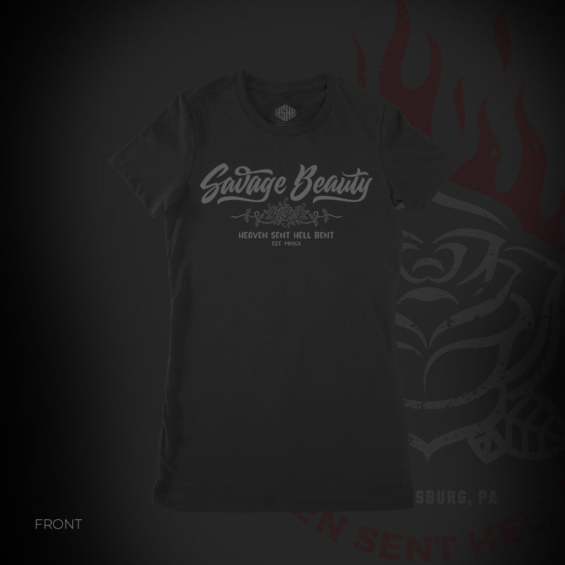 Savage Gray on Black Tee